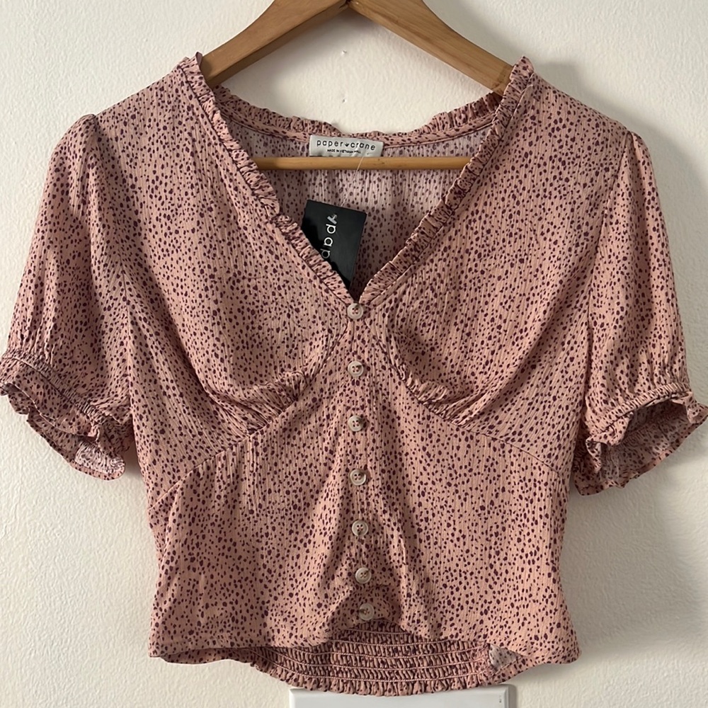 PAPER CRANE Crop Top Floral Blouse